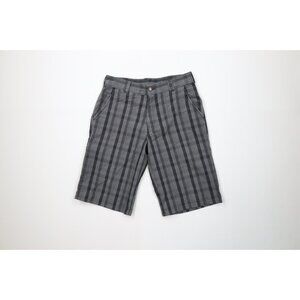 Vintage Y2K Dickies Mens 30 Faded Spell Out Workwear Mechanic Shorts Gray Plaid